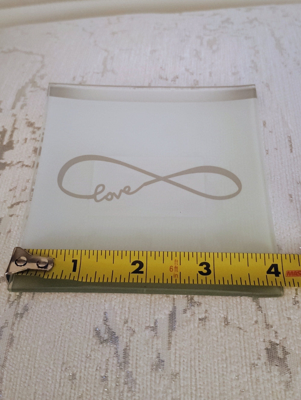 PRICE FIRM NWOT Glass Infinity 'Love' Trinket Tray